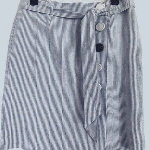 Boden Leonora Blue/White Striped Linen Blend  Skirt - Size 8 -NWOT